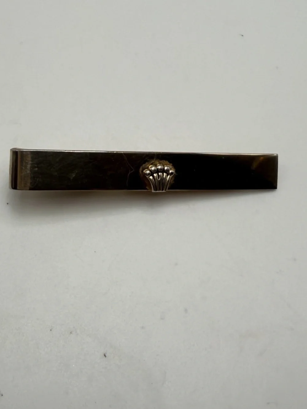 Vintage Swank Tie Clip Gold Tone Crown Fan Design